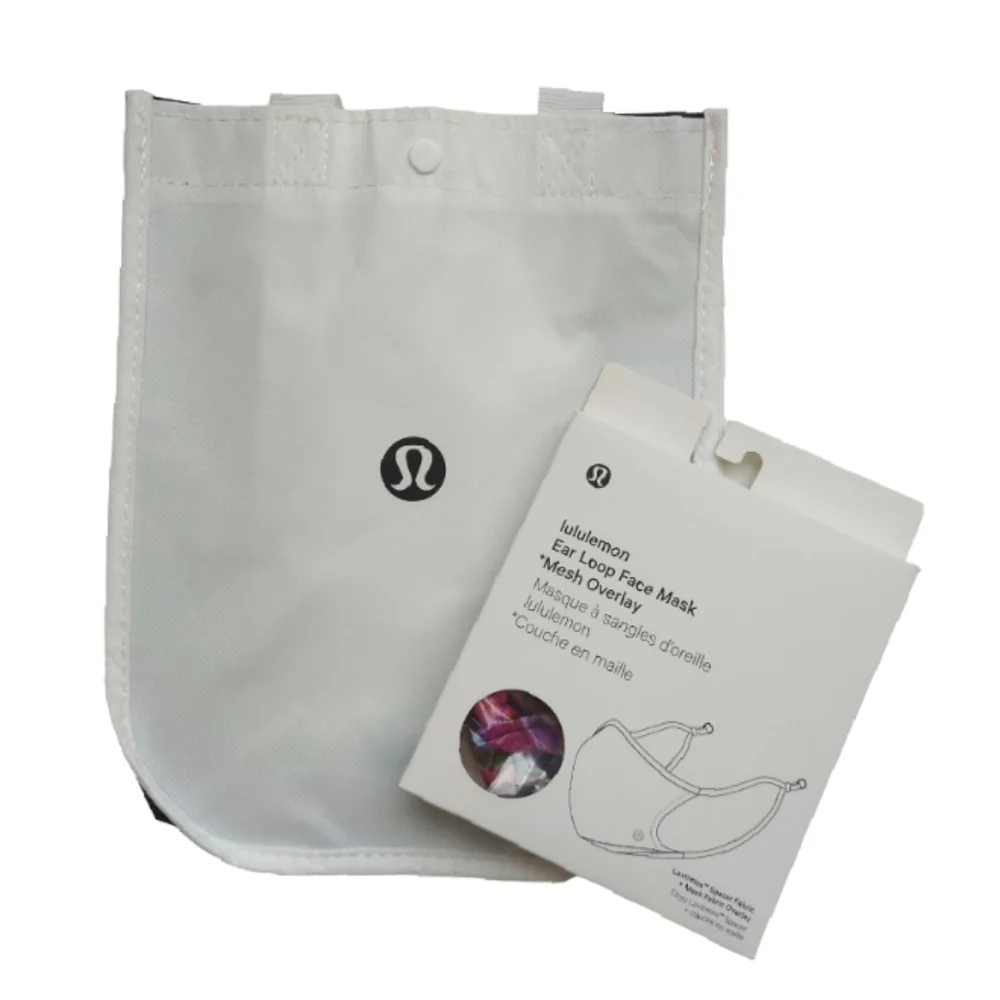 LULULEMON Ear Loop Face Mask and Small Shopping Gift Bag Bundle